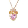 Wholesale Titanium Steel Heart Shaped Necklace Women's Luxury Versatile Crown Pink Gold Plated Chain Fashionable Accessory
