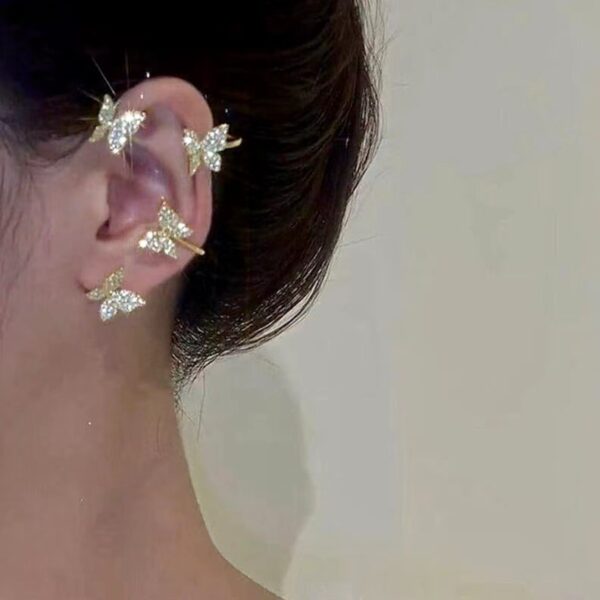 Wholesale Tiktok popular light luxury butterfly earrings Super fairy high-grade one-piece earrings female temperament earless ear clip earrings