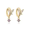 1 Pair Elegant Lady Modern Style Butterfly Plating Inlay Copper Zircon Drop Earrings
