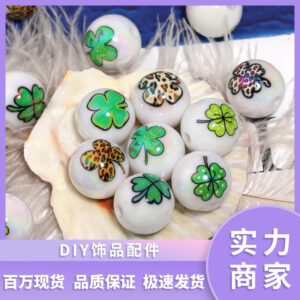 oly-48accba9a9d05b184bd4a4e39c5fa2b6 Wholesale Leopard print polka dot four-leaf clover print beads