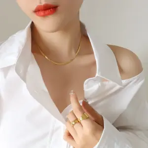 PVD Coated Real Gold Plated 18K Geometric 304 Stainless Steel Fashion Simple Style Waterproof Non Tarnish Bracelets Necklace