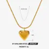 304 Stainless Steel 18K Gold Plated Simple Style Heart Shape Pendant Necklace