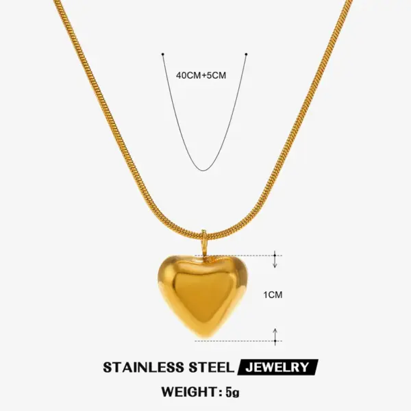304 Stainless Steel 18K Gold Plated Simple Style Heart Shape Pendant Necklace