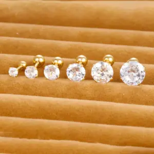 Wholesale 1 Piece Simple Style Round Plating Inlay Stainless Steel Zircon Cartilage Earrings