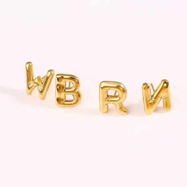 304 Stainless Steel Letter Electroplating Golden Plated Classical Vintage Style Simple Style Ear Studs