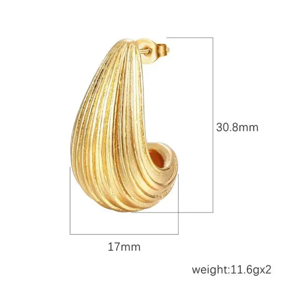 Wholesale 304 Stainless Steel U Shape Water Droplets Electroplated Golden Plated Vintage Style Waterproof Non Tarnish Plating Ear Studs