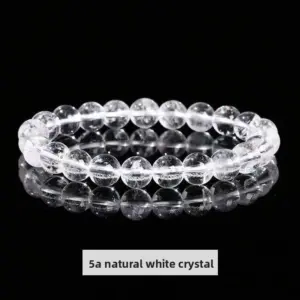 5a Natural White Crystal Bracelet / Diameter 8.1-8.8mm (about 21-23 Pieces)