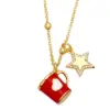 Wholesale Fashion Copper Xingx Cup Heart Shape Necklace Enamel Zircon Copper Necklaces