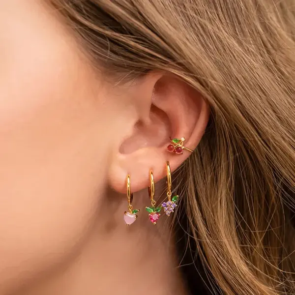 Wholesale Fruit Copper Artificial Gemstones Earrings