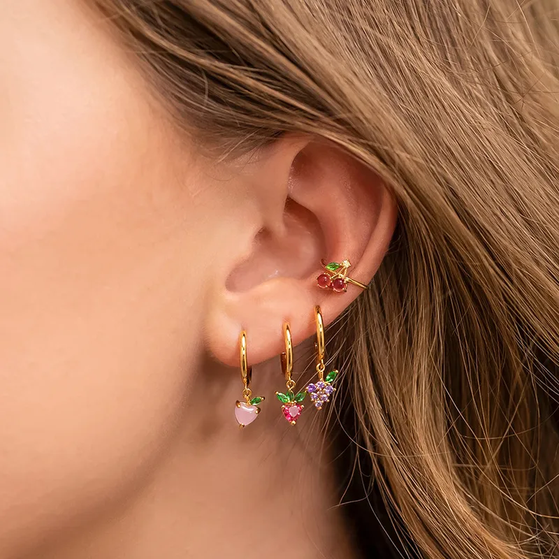 Wholesale Fruit Copper Artificial Gemstones Earrings