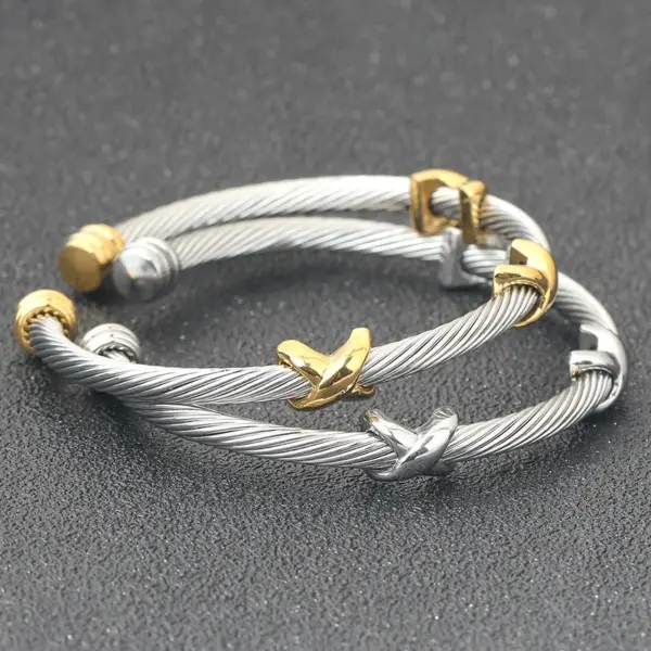 Wholesale Hip-hop Retro Color Block Titanium Steel Polishing Bangle