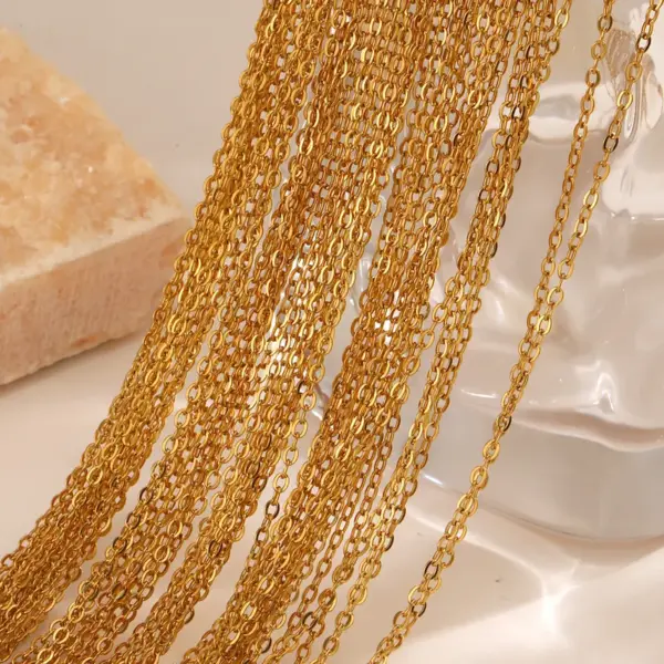 Wholesale Ion Plating (IP) 18K Gold Plated Chain 304 Stainless Steel Simple Style Waterproof Non Tarnish 304 Stainless Steel Necklace