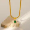 Wholesale Jewelry Fashion Geometric Stainless Steel Zircon PVD Coated Plating Pendant Necklace