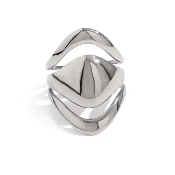 Wholesale PVD Coated 18K Gold Real Gold Plated Geometric 304 Stainless Steel Vacation French Style Waterproof Non Tarnish Open Rings