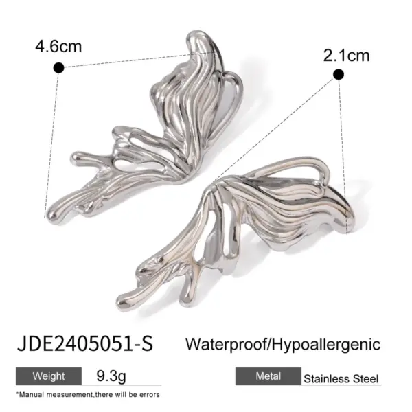 PVD Coated Real Gold Plated Butterfly 304 Stainless Steel Simple Style Classic Style Waterproof Non Tarnish Ear Studs