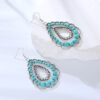 Wholesale Cross-border new double-layer water drop hollow pendant inlaid turquoise earrings female personality retro high quality Party earrings