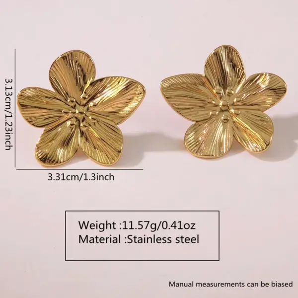 Wholesale 1 Pair Elegant French Style Sweet Geometric Flower 304 Stainless Steel Imitation Gold Electroplating Ear Studs