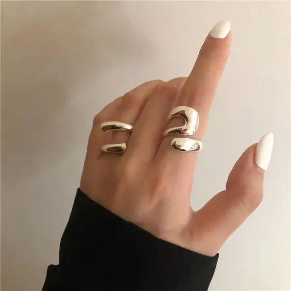Wholesale Fashion Solid Color Copper Silver Plated Open Ring 1 Piece