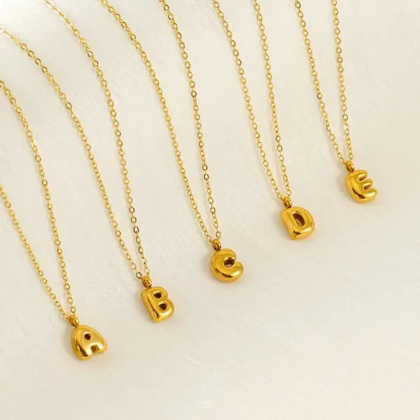 PVD Coated 18K Gold Plated Letter 304 Stainless Steel Simple Style Waterproof Non Tarnish 304 Stainless Steel Pendant Necklace