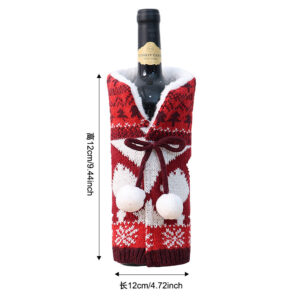 Knitted square ball wine bottle cover red