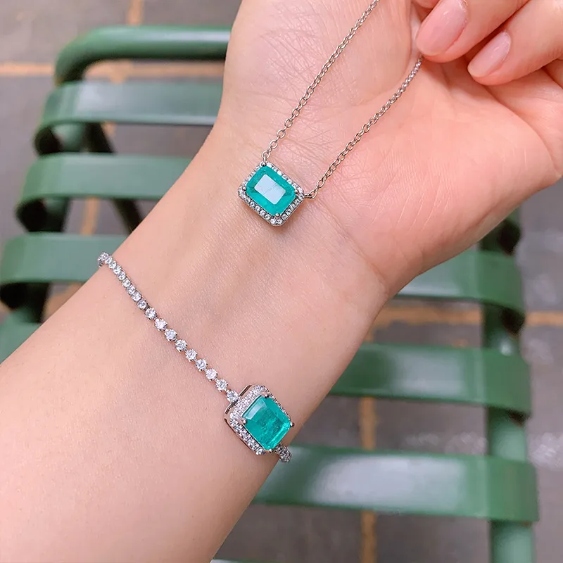 Wholesale Retro Square Copper Gold Plated Inlay Zircon Women's Bracelets Necklace