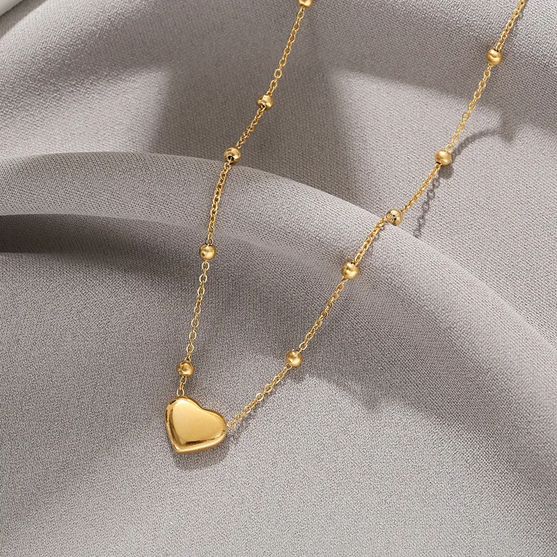 Wholesale Fashion Simple Style Heart Shape Titanium Steel Plating Necklace