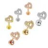 Simple Style Heart Shape Stainless Steel Hollow Out Zircon Lip Stud Ear Studs 1 Piece