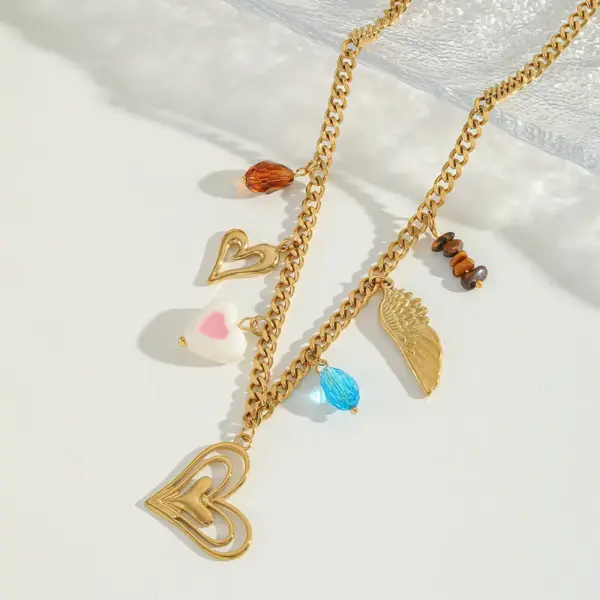 Wholesale Ion Plating (IP) 18K Gold Plated Sun Heart Shape 304 Stainless Steel Casual Elegant Cute Bracelets Necklace