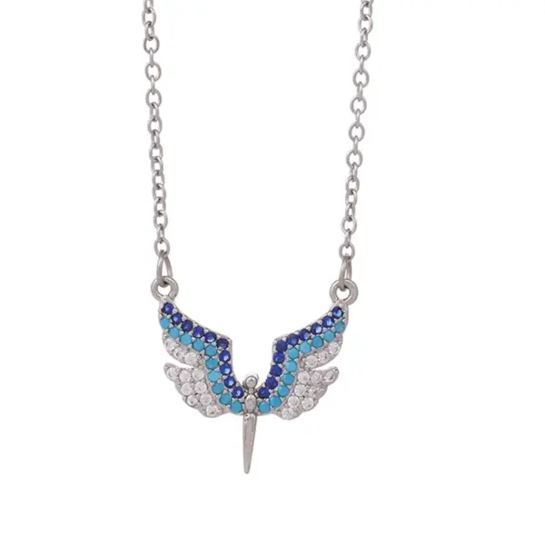 Wholesale 304 Stainless Steel Copper Wings Pendant Necklace