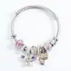 Wholesale Sweet Love Butterfly Titanium Steel Plating Artificial Crystal Artificial Pearls Bangle