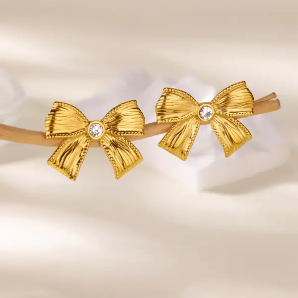 Stainless Steel Bowknot Heart Sunflower 18K Gold Plated Women's Earrings Elegant Imitation Pearl Zircon Accessories Wholesale Available