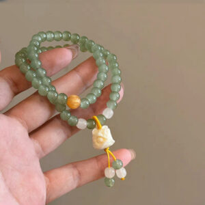 Double circle lion beaded bracelet