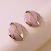 304 Stainless Steel Plastic Geometric Electroplating Imitation Gold Simple Style Commute Ear Studs