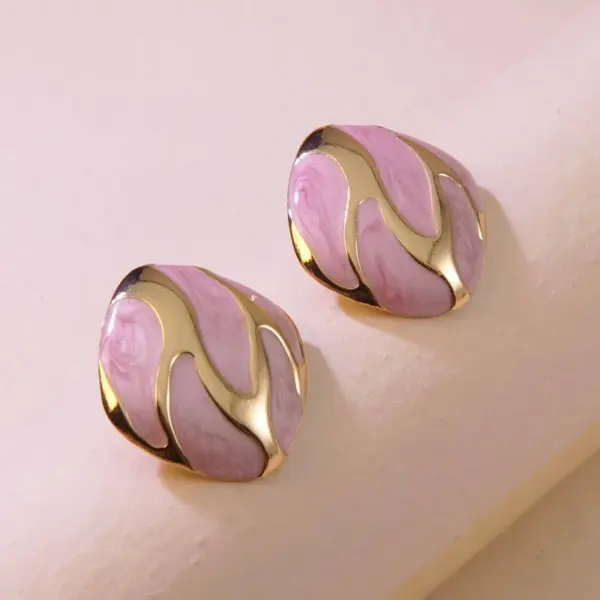 304 Stainless Steel Plastic Geometric Electroplating Imitation Gold Simple Style Commute Ear Studs