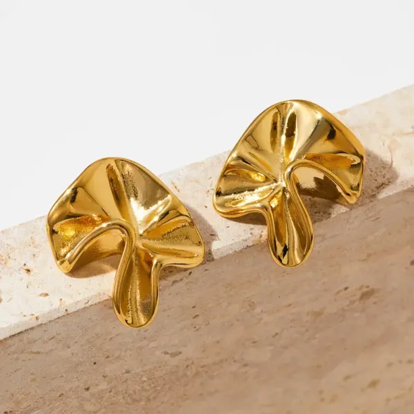 304 Stainless Steel Geometric PVD Coated Stone-Free Real Gold Plated 16K Gold White Gold Plated Gold Plating Elegant Waterproof Non Tarnish Irregular Plating Ear Studs