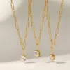 Wholesale 304 Stainless Steel Plated With 18K Real Gold Vacuum Electroplating (In Furnace) Gold Women's Suitable Geometric Zircon Necklace