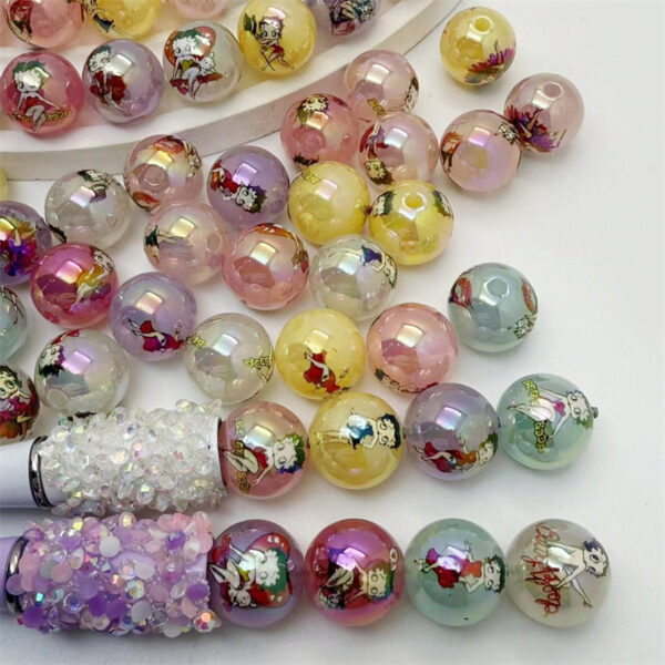 Wholesale 16mm fashion cartoon betty round beads diy bag chain necklace string pen phone chain earrings hair rope accessories