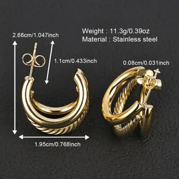 PVD Coated 18K Gold Plated Geometric 201 Stainless Steel Simple Style Ear Studs
