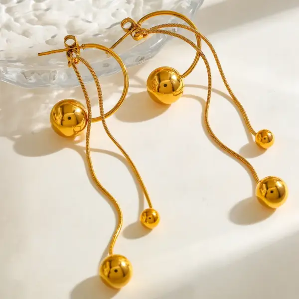 Wholesale PVD Coated Real Gold Plated Round 304 Stainless Steel Modern Style Simple Style Waterproof Non Tarnish Earrings