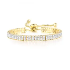 14K Gold + Rectangular White Stone 2 * 4mm