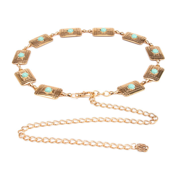oly-491a9fb796e2fb7061154abba6a02ee0 Wholesale Fashion Retro Metal Pattern Waist Chain Women's Versatile ess Suit Aessories Agate Stone Decorative Belt