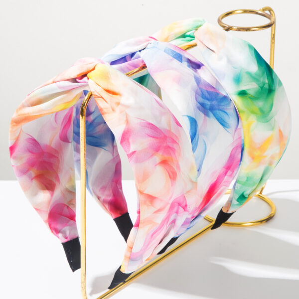 Wholesale New Bohemian Tie-dyed Fabric Hair Hoop Fashionable Wide-brimmed Cross Knot Summer Beach Vacation Hair Accessories for Women