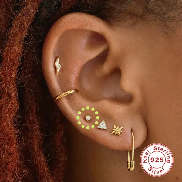 Wholesale 1 Piece Ear Cartilage Rings & Studs Fashion Solid Color 925 Sterling Silver Inlay Pearl Zircon