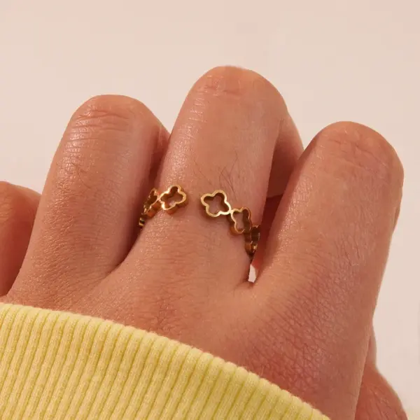 201 Stainless Steel 304 Stainless Steel Bow Knot Ion Plating (IP) 18K Gold Plated Cute Simple Style Streetwear Waterproof Non Tarnish Multicolor-Golden Yellow Open Rings