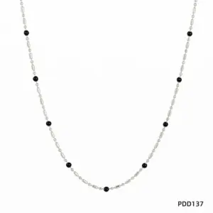 Pdd137 Necklace Silver + Dazzling Black / 14K