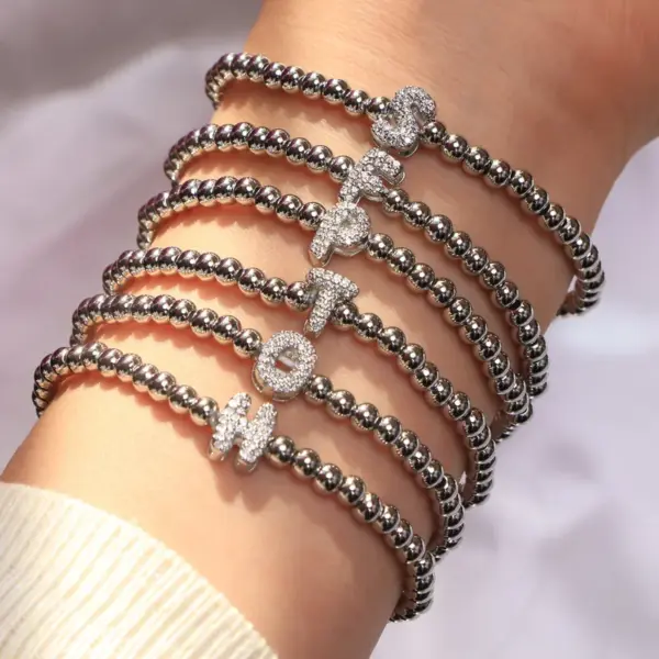 Wholesale Jewelry Simple Style Letter Copper Zircon Inlay Bracelets Beaded Chain