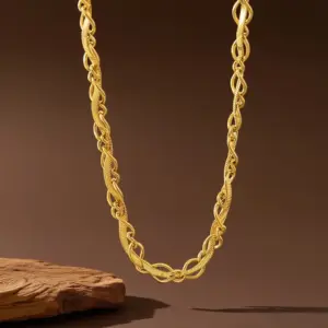 X01245-Wrapped Blade Chain-Necklace- Gold