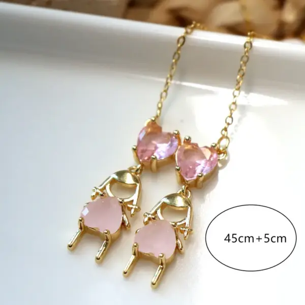 Wholesale Vintage Style Cartoon Character Doll Heart Shape Copper Plating Inlay Zircon Pendant Necklace