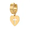1 Pair Elegant Cross Heart Shape Enamel 201 Stainless Steel Alloy Dangling Earrings