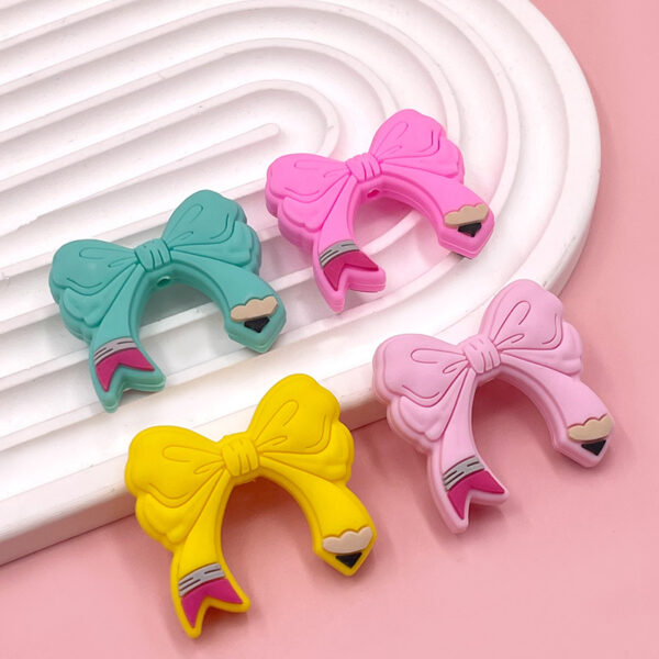 Wholesale Strict selection of Amazon new products factory direct focus silicone beads bow loose beads beaded jewelry accessories